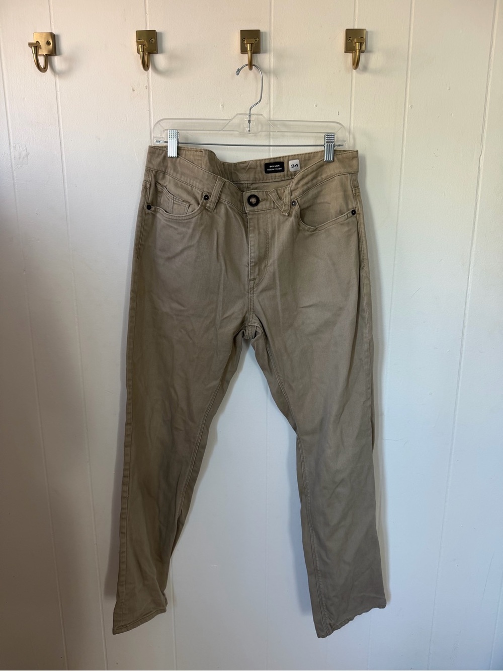 Volcom Men's Straight Beige-Tan Jeans